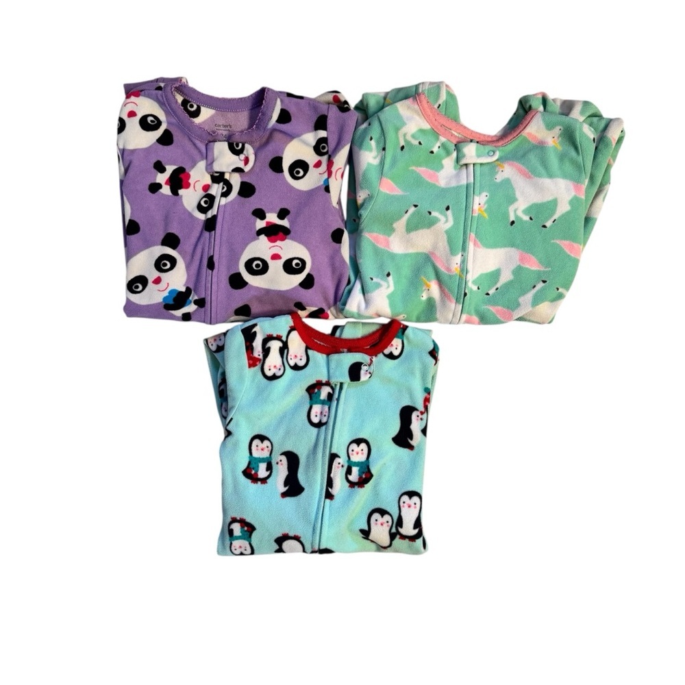 Carter baby toddler girls fleece onesie footed grip pajamas Sz 24 months